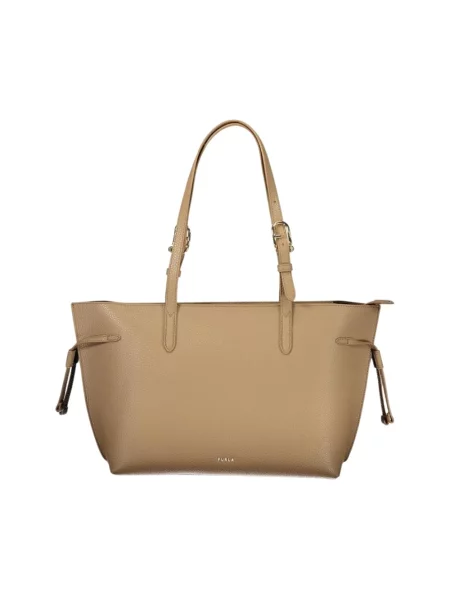 Shopperka Furla skórzana beżowa