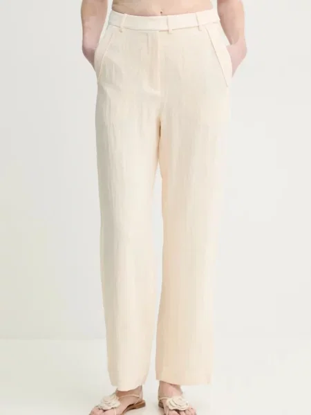 MUNTHE pantaloni FARRIS femei drept high waist bej