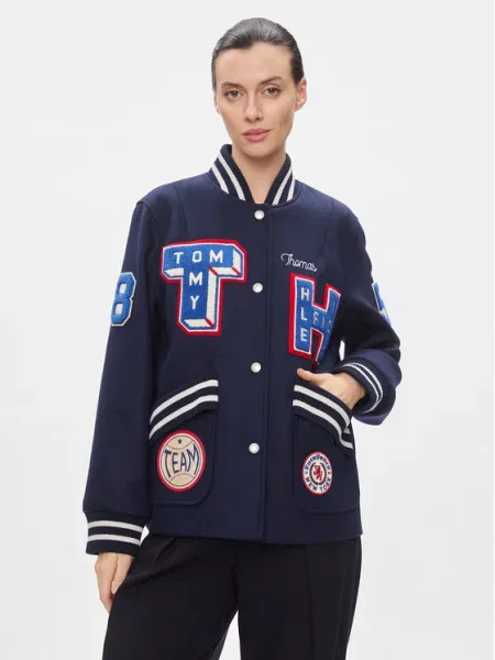 Tommy Hilfiger Μπόμπερ μπουφάν Collegiate Wool Blend Varsity Σκούρο μπλε
