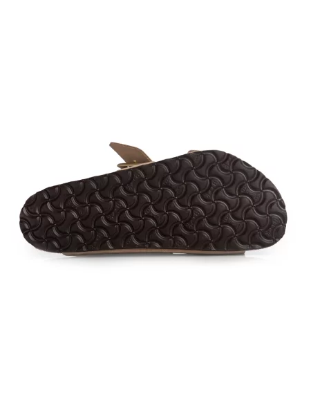 Klapki Birkenstock z nubuku na sprzączkę beżowe