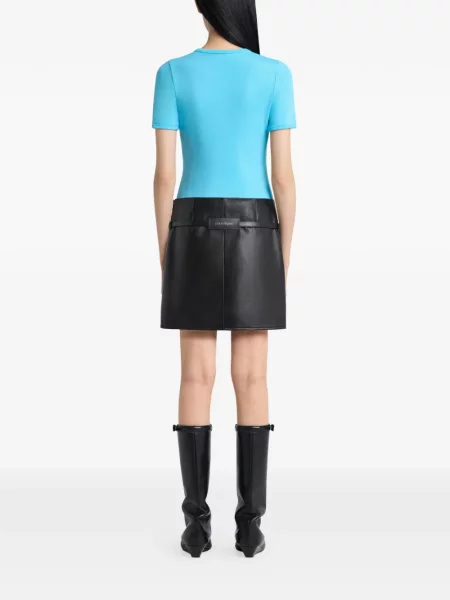 Tricou Courreges cu broderie albastru