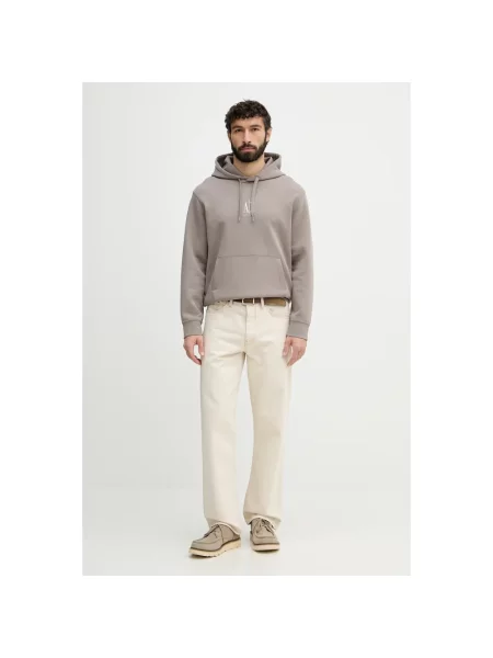 Bluza z kapturem Armani Exchange brązowa