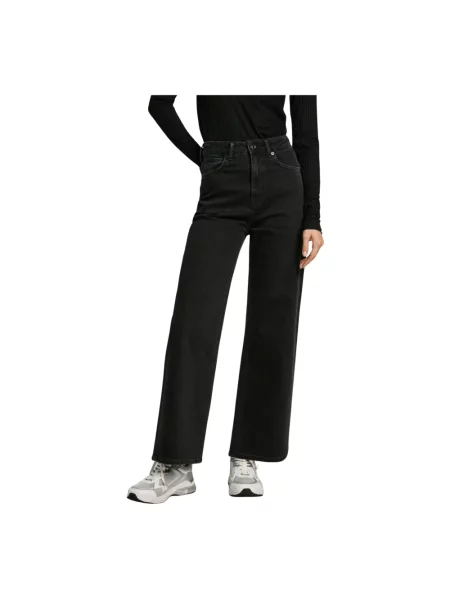 Proste jeansy Pepe Jeans z wysoką talią czarne