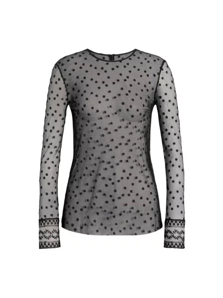 Top Alberta Ferretti w grochy tiulowy czarny