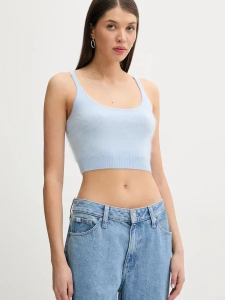 FROM FUTURE tricou din casmir femei albastru