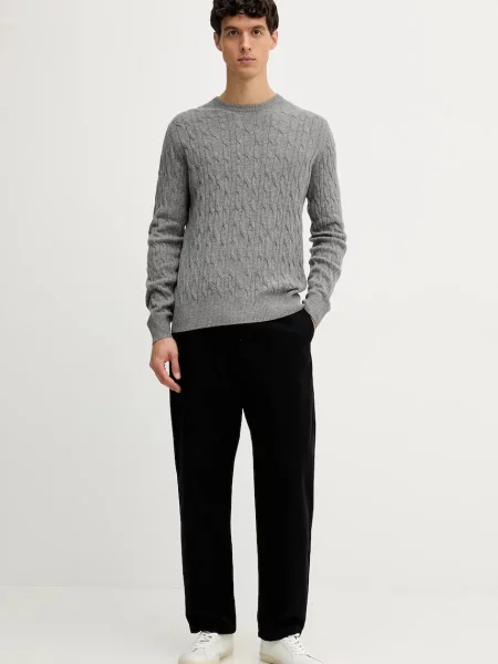 Шерстяной легкий свитер Hackett London серый