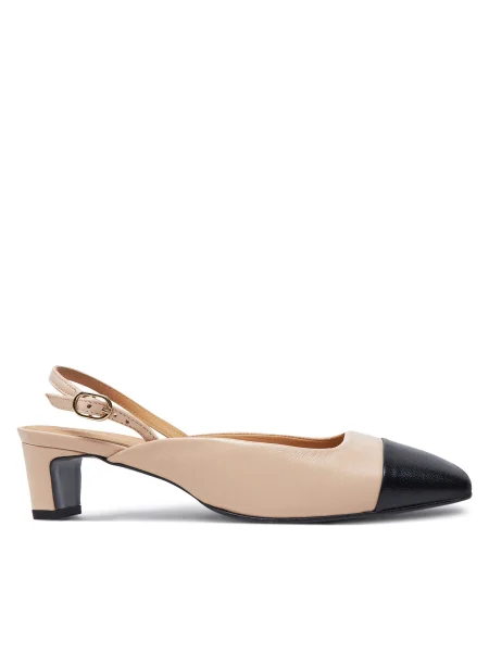 Кожени обувки с дебел Alohas Lindy с дебел с отворена бежово