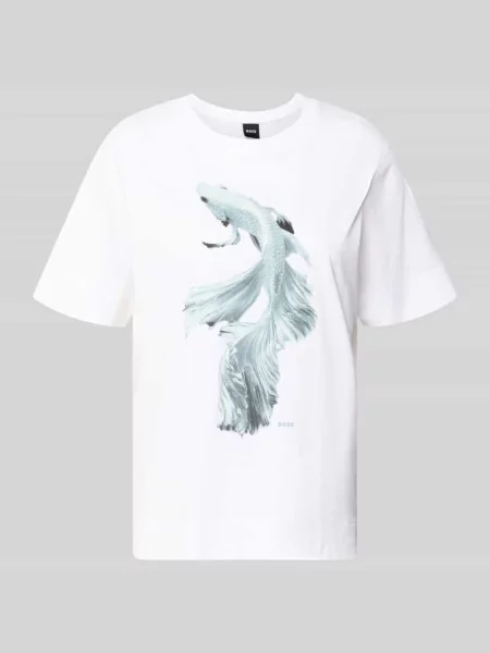 T-shirt z czystej bawełny o kroju regular fit model ELPHA' Boss biała