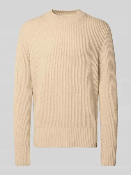 Sweter z dzianiny z prążkowanymi wykończeniami G-star Raw beżowy