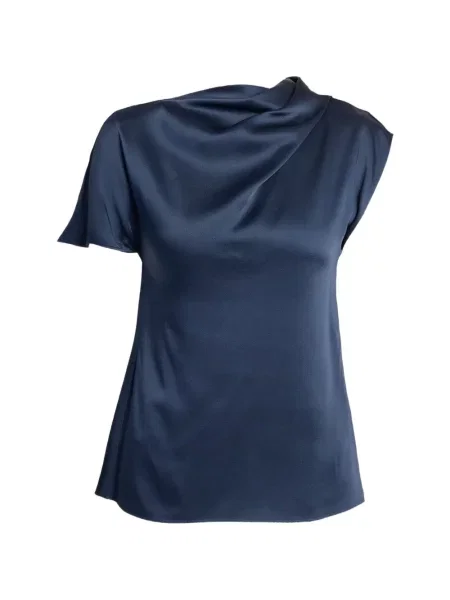 Top Erdem asimetric drapat albastru