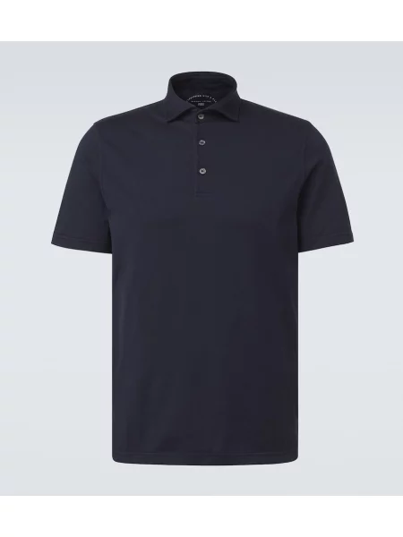 Tricou polo Fedeli din jerseu albastru