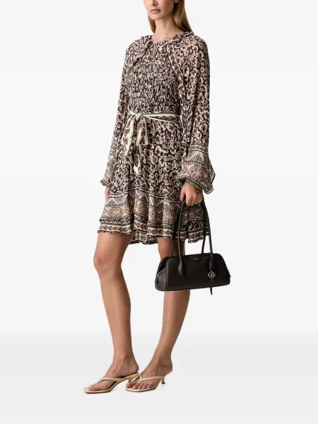 Rochie mini Farm Rio cu imprimeu abstract maro