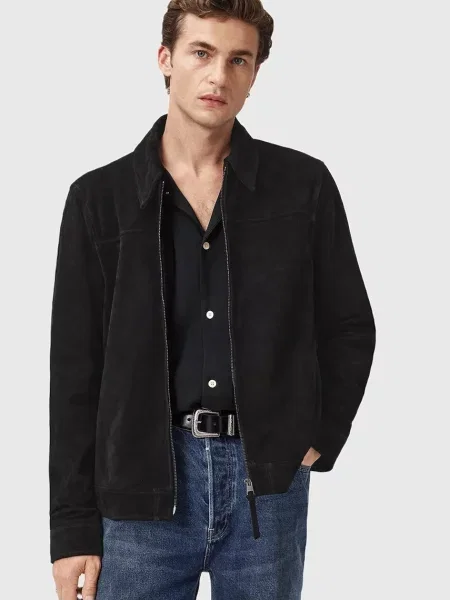 AllSaints geacă din piele întoarsă RHONE de tranziție negru