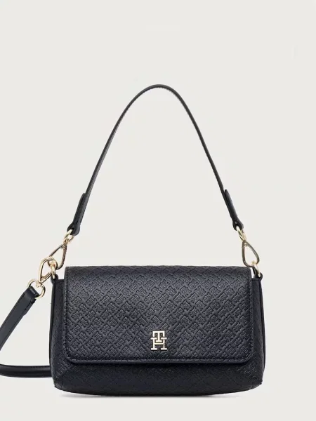 Tommy Hilfiger geantă crossbody pentru femei cu imitație de piele negru