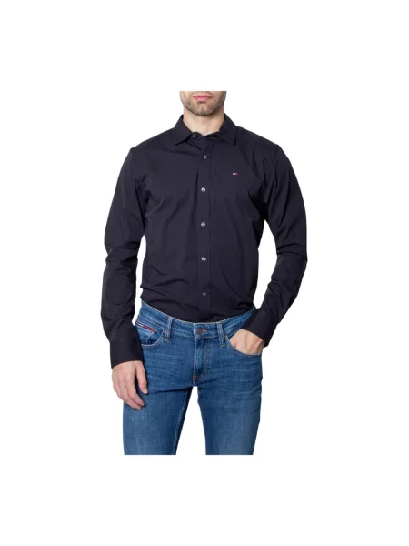 Koszula Tommy Hilfiger z długim rękawem klasyczna z twillu czarna