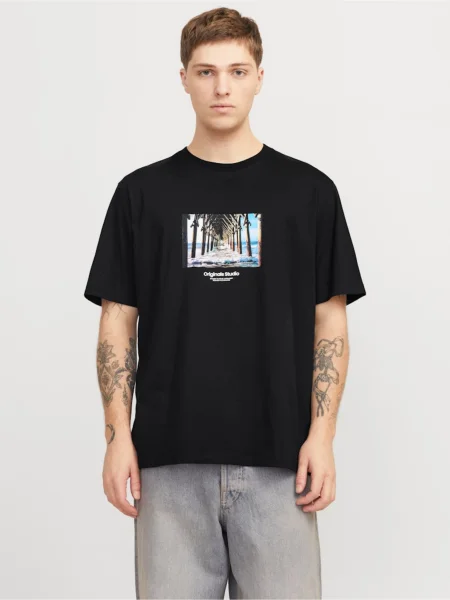 JACK & JONES Tričko JORVESTERBRO azúrová / kaki biela čierna
