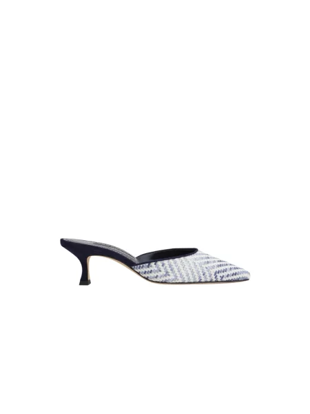 Klapki mules Manolo Blahnik skórzane białe