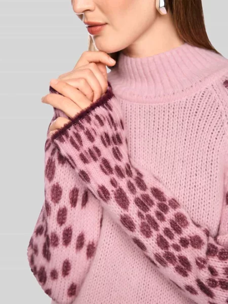 Sweter z mieszanki wełny z alpaki z detalem z logo Marc Cain