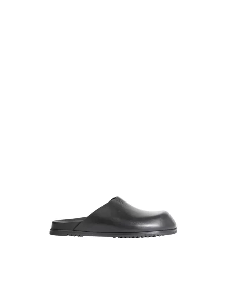Klapki mules Rick Owens skórzane czarne