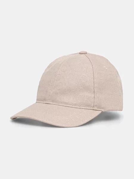 Шапка с козирка Calvin Klein с десен бежово