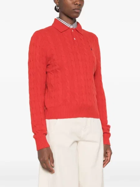 Haftowany sweter Polo Ralph Lauren do biegania ze sznurkiem niebieski