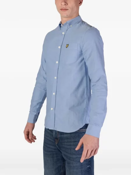 Μακρύς πουκάμισο Lyle And Scott υφαίνω διαγωνίως μπλε