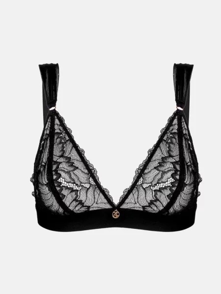 Кружевной бюстгальтер на широких бретелях чорний