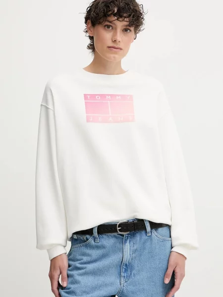 Tommy Jeans hanorac de cu imprimeu alb