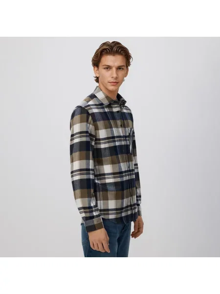 Reserved Kostkovaná košile regular fit béžová