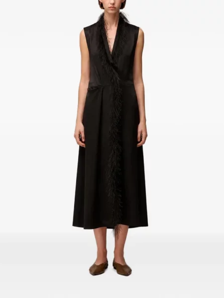 Rochie midi Retori cu pene negru
