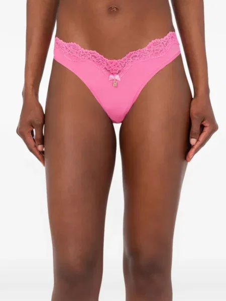 Nėriniuotos stringai Moschino su lankeliu rožinė