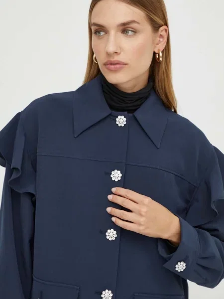 Сако Custommade Fideli с едно копче с изчистен дизайн тъмносиньо