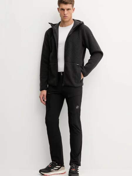 Флисовый однотонный свитер Haglofs с капюшоном черный