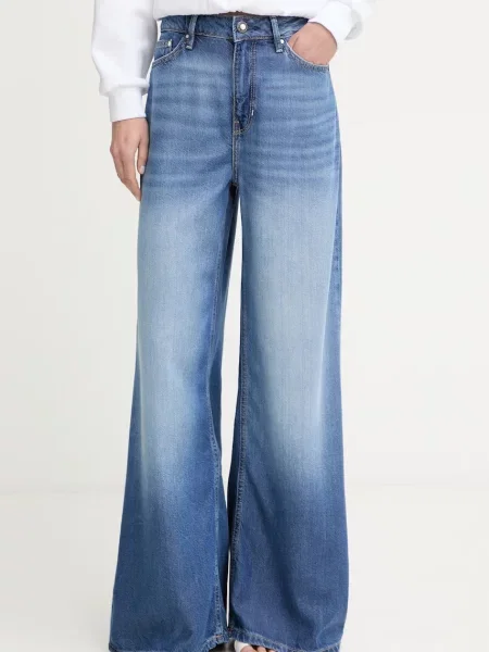 Guess blugi wide leg de damă albastru