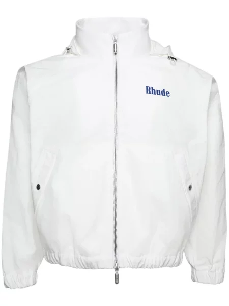 Geacă Rhude cu glugă cu imagine alb