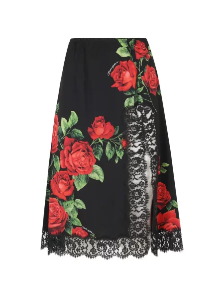Fustă midi Dolce & Gabbana cu imagine din dantelă negru