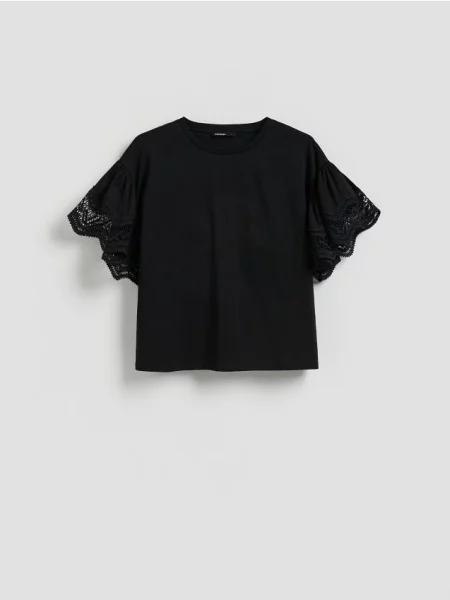 Reserved Блузка з декоративними рукавами чорний