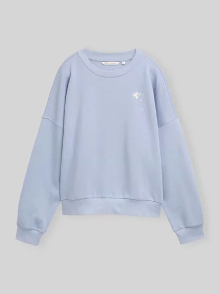 Bluza o luźnym kroju z czystej bawełny Tom Tailor Denim błękitna