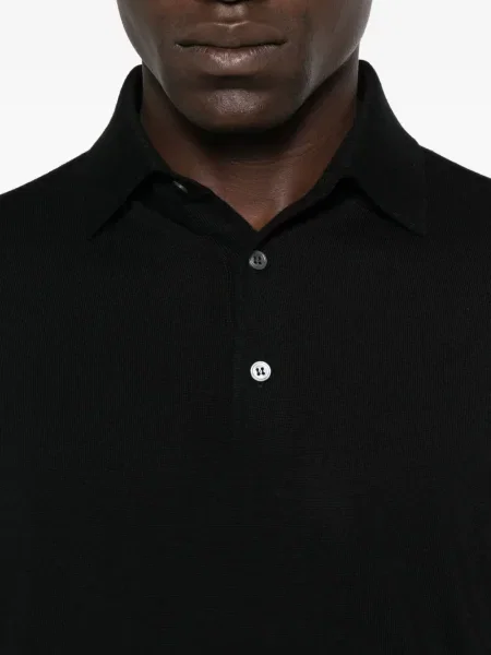 Lung tricou polo Lardini de lână negru