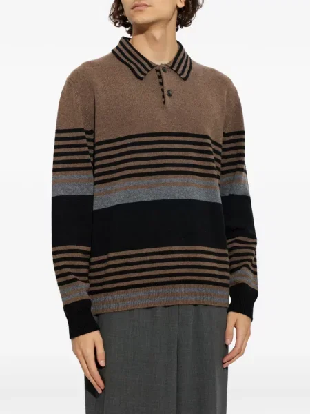 Tricou polo Paul Smith din cașmir cu dungi maro