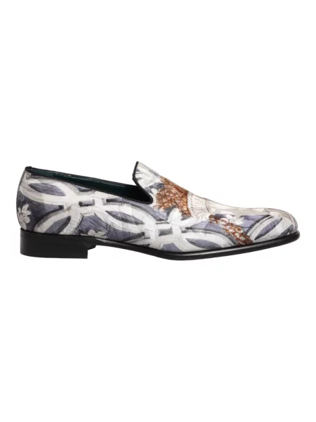 Haftowane półbuty Dolce And Gabbana skórzane w kwiatki