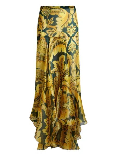 Fusta maxi Etro cu model floral cu imagine verde
