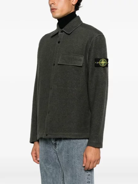 Geacă cămașă Stone Island cu strasuri gri