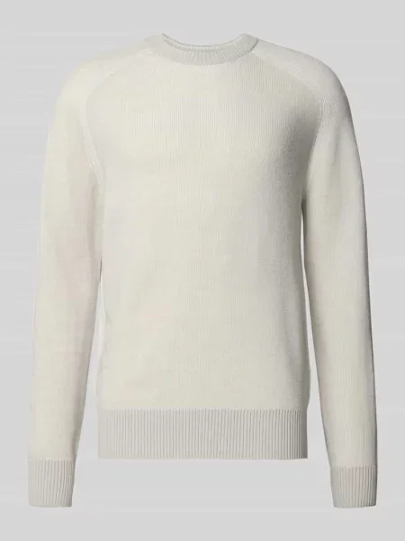 Sweter z dzianiny o kroju regular fit z mieszanki żywej wełny model ‘AKAJER’ Boss Orange szary