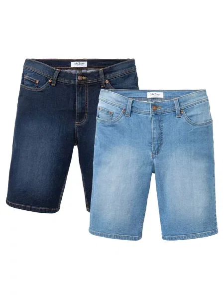 Bermudy jeansowe ze stretchem regular fit 2 pary niebieskie