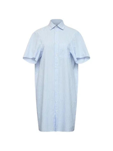 Krótka sukienka koszulowa Mm6 Maison Margiela w paski garniturowa niebieska
