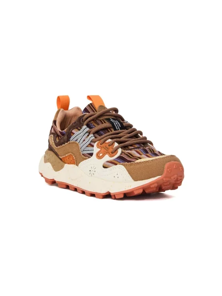 Sneakersy Flower Mountain skórzane w kwiatki brązowe
