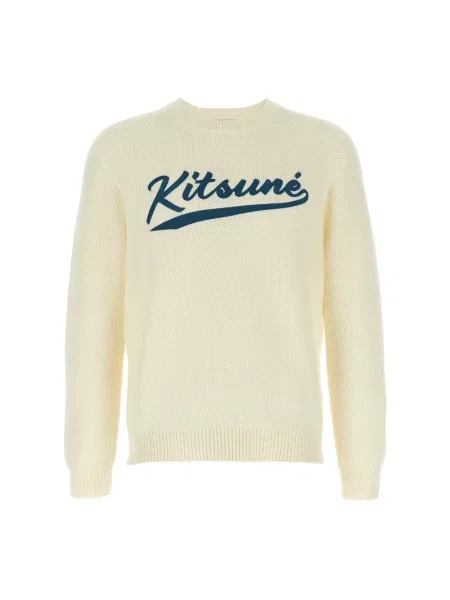 Maison Kitsuné sweter Kitsune Varsity Embroidered beżowy biały
