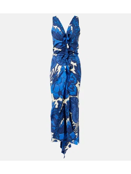 Rochie maxi Etro cu model floral de costum albastru