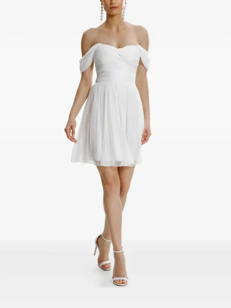 Rochie mini Framboise cu umerii deschiși de costum alb